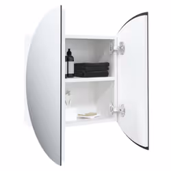 vidaXL Bathroom Cabinet with Round Mirror and LED Cabinet Storage Cupboard - White, 70 cm - Additional view 4