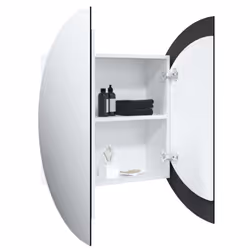 vidaXL Bathroom Cabinet with Round Mirror and LED Cabinet Storage Cupboard - White, 80 cm - Additional view 4