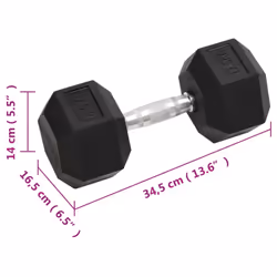 vidaXL Dumbbell Cast Iron Hex Dumbbell Free Weight Plate Fitness Multi Models - 1x 17.5 kg - Additional view 6