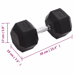 vidaXL Dumbbell 30 kg Cast Iron Barbell Free Weight Plate Bar Hex Dumbbell
