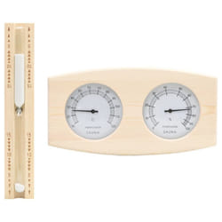 vidaXL Solid Wood Pine 2 in 1 Sauna Hygrothermograph&Sand Timer Set Hourglass