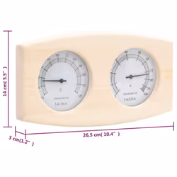 vidaXL Solid Wood Pine 2 in 1 Sauna Hygrothermograph&Sand Timer Set Hourglass