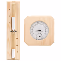 vidaXL Solid Wood Pine 2 in 1 Sauna Hygrothermograph&Sand Timer Set Hourglass