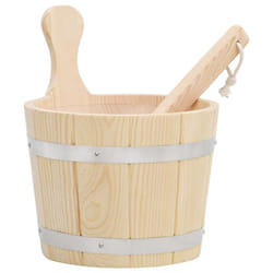 vidaXL Solid Wood Pine Sauna Bucket and Ladle Set Wooden Sauna Bowl and Scoop