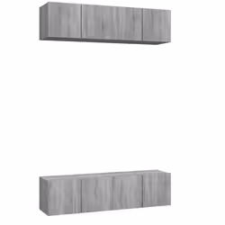 ) vidaXL 4x Wall TV Cabinets Media Unit Furniture Multi Colours Multi Sizes - Grey sonoma, 60 x 30 x 30 cm (W x D x H - Additional view 2