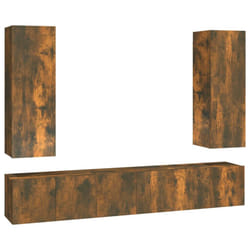 ) vidaXL TV Cabinet Set Engineered Wood Media Unit Multi Colours/Sizes 4/5 Piece - Smoked oak, 30.5 x 30 x 90 cm (W x D x H