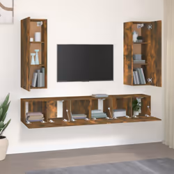 ) vidaXL TV Cabinet Set Engineered Wood Media Unit Multi Colours/Sizes 4/5 Piece - Smoked oak, 30.5 x 30 x 90 cm (W x D x H