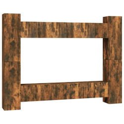 vidaXL TV Cabinet Set Engineered Wood TV Unit Multi Colours/Sizes 8/10 Piece - smoked oak