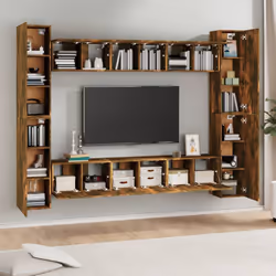vidaXL TV Cabinet Set Engineered Wood TV Unit Multi Colours/Sizes 8/10 Piece - smoked oak