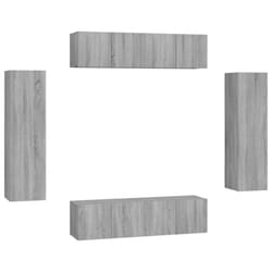 vidaXL TV Cabinet Set Engineered Wood TV Unit Multi Colours/Sizes 4/6/10 Piece - grey sonoma, 6 pcs