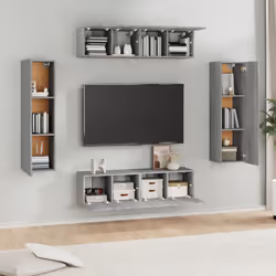 vidaXL TV Cabinet Set Engineered Wood TV Unit Multi Colours/Sizes 4/6/10 Piece - grey sonoma, 6 pcs