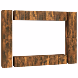 vidaXL TV Cabinet Set Engineered Wood TV Unit Multi Colours/Sizes 4/6/10 Piece - smoked oak, 10 pcs