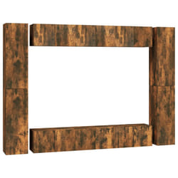 vidaXL TV Cabinet Set Engineered Wood TV Unit Multi Colours/Sizes 4/6/10 Piece - smoked oak, 10 pcs