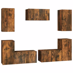 vidaXL TV Cabinet Set 7 Piece Smoked Oak Engineered Wood TV Unit Sideboard