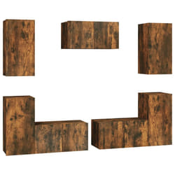 vidaXL TV Cabinet Set 7 Piece Smoked Oak Engineered Wood TV Unit Sideboard