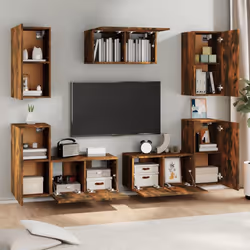 vidaXL TV Cabinet Set 7 Piece Smoked Oak Engineered Wood TV Unit Sideboard