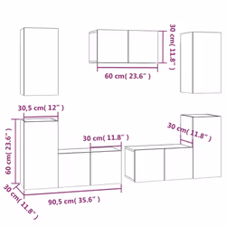 vidaXL TV Cabinet Set 7 Piece Smoked Oak Engineered Wood TV Unit Sideboard