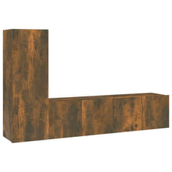 vidaXL TV Cabinet Set TV Console Media Unit TV Unit Cupboard Engineered Wood - Smoked oak