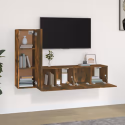 vidaXL TV Cabinet Set TV Console Media Unit TV Unit Cupboard Engineered Wood - Smoked oak