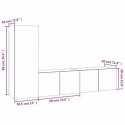 vidaXL TV Cabinet Set TV Console Media Unit TV Unit Cupboard Engineered Wood - Smoked oak - Additional view 6