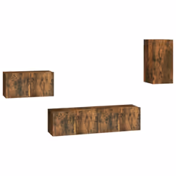 ) vidaXL TV Cabinet Set 4 Piece TV Console Media Unit Cupboard Engineered Wood - Smoked oak, 60 x 30 x 30 cm (W x D x H - Additional view 3