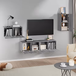 ) vidaXL TV Cabinet Set 4 Piece TV Console Media Unit Cupboard Engineered Wood - Grey sonoma, 60 x 30 x 30 cm (W x D x H - Additional view 4