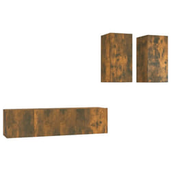 vidaXL TV Cabinet Set 4 Piece Smoked Oak Engineered Wood TV Unit Sideboard