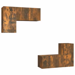 vidaXL TV Cabinet Set 4 Piece Smoked Oak Engineered Wood TV Console Media Unit