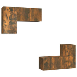vidaXL TV Cabinet Set 4 Piece Smoked Oak Engineered Wood TV Console Media Unit