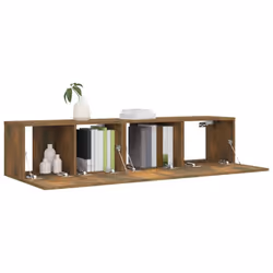 ) vidaXL TV Cabinet Set 3 Piece TV Stand TV Unit Media Cabinet Engineered Wood - Smoked oak, 2/60 x 30 x 30 cm (W x D x H - Additional view 2