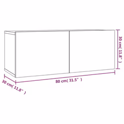 ) vidaXL TV Cabinet Set 3 Piece TV Stand TV Unit Media Cabinet Engineered Wood - Smoked oak, 2/60 x 30 x 30 cm (W x D x H - Additional view 9