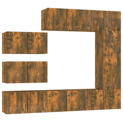 vidaXL TV Cabinet Set Engineered Wood TV Stand Multi Colours/Sizes 6/7/8 Piece - smoked oak