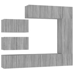 vidaXL TV Cabinet Set Engineered Wood TV Stand Multi Colours/Sizes 6/7/8 Piece - grey sonoma