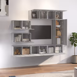 vidaXL TV Cabinet Set Engineered Wood TV Stand Multi Colours/Sizes 6/7/8 Piece - grey sonoma