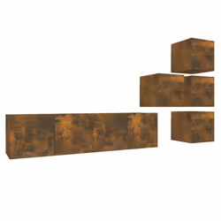 vidaXL TV Cabinet Set Engineered Wood TV Stand Multi Colours/Sizes 5/6 Piece - smoked oak