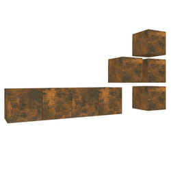 vidaXL TV Cabinet Set Engineered Wood TV Stand Multi Colours/Sizes 5/6 Piece - smoked oak