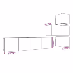 vidaXL TV Cabinet Set Engineered Wood TV Stand Multi Colours/Sizes 5/6 Piece - smoked oak