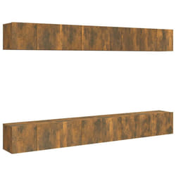 vidaXL 8x TV Cabinets Chipboard Living Room Furniture TV Unit Multi Colours - Smoked oak, 8
