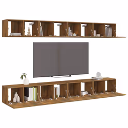 vidaXL 8x TV Cabinets Chipboard Living Room Furniture TV Unit Multi Colours - Smoked oak, 8 - Additional view 2