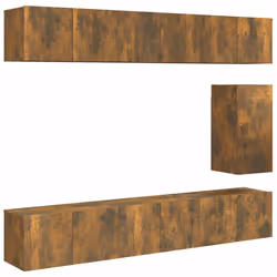 vidaXL TV Cabinet Set Engineered Wood Multi Colours 100x30x30 cm/60x30x30 cm - smoked oak
