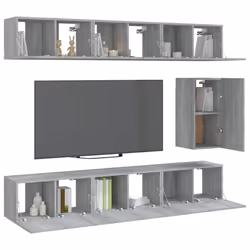 vidaXL TV Cabinet Set Engineered Wood Multi Colours 100x30x30 cm/60x30x30 cm - grey sonoma