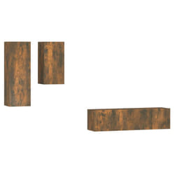 vidaXL TV Cabinet Set 4 Piece Engineered Wood Furniture Multi Colours/Sizes - smoked oak