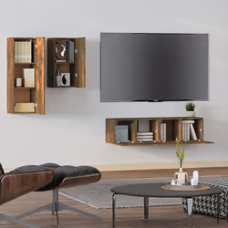vidaXL TV Cabinet Set 4 Piece Engineered Wood Furniture Multi Colours/Sizes - smoked oak