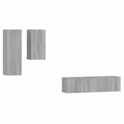 vidaXL TV Cabinet Set 4 Piece Engineered Wood Furniture Multi Colours/Sizes - grey sonoma