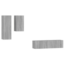 vidaXL TV Cabinet Set 4 Piece Engineered Wood Furniture Multi Colours/Sizes - grey sonoma