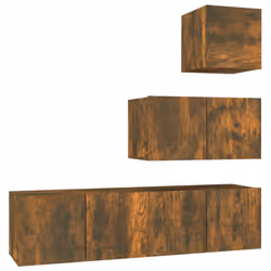 ) vidaXL TV Cabinet Set Engineered Wood Media TV Console Multi Colours 1/4 Piece - Smoked oak, 30.5 x 30 x 30 cm (W x D x H - Additional view 3