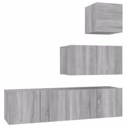 ) vidaXL TV Cabinet Set Engineered Wood Media TV Console Multi Colours 1/4 Piece - Grey sonoma, 30.5 x 30 x 30 cm (W x D x H - Additional view 3