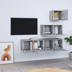 ) vidaXL TV Cabinet Set Engineered Wood Media TV Console Multi Colours 1/4 Piece - Grey sonoma, 30.5 x 30 x 30 cm (W x D x H - Additional view 4