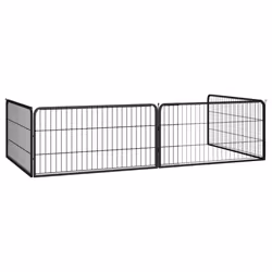 vidaXL Dog Playpen 4 Panels Black Powder-coated Steel Dog Kennel Multi Sizes - 100 x 100 x 50 cm - Additional view 4