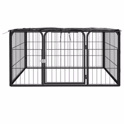 vidaXL Dog Playpen 4 Panels Black Powder-coated Steel Dog Kennel Multi Sizes - 100 x 100 x 50 cm